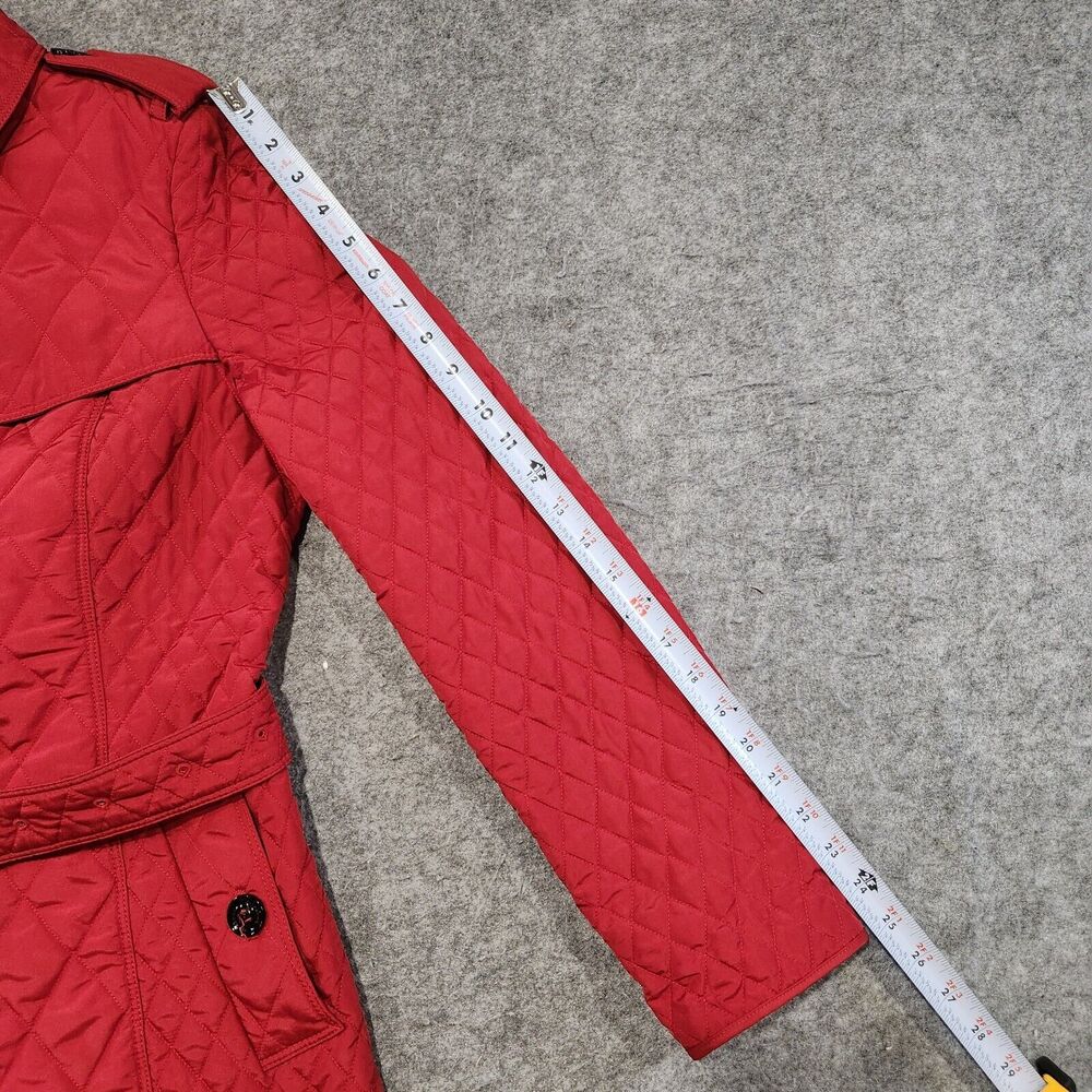 Burberry London Womens Size US‎ 10 UK 12 Quilted Red Belted Button Up Jacket - Picture 6 of 16